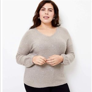 LOFT PLUS SEQUIN DOUBLE V SWEATER